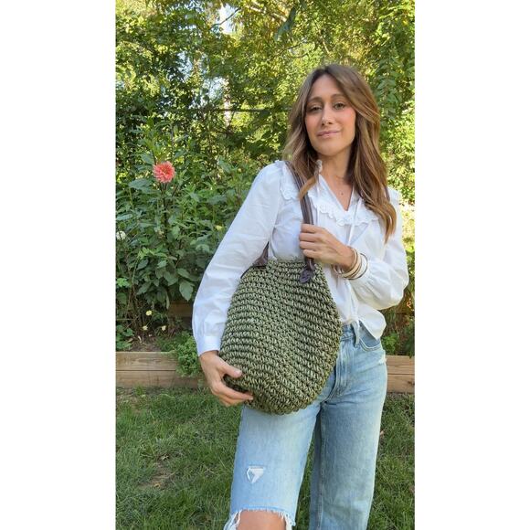 Olive Woven Tote Bag - Picture 1 of 6